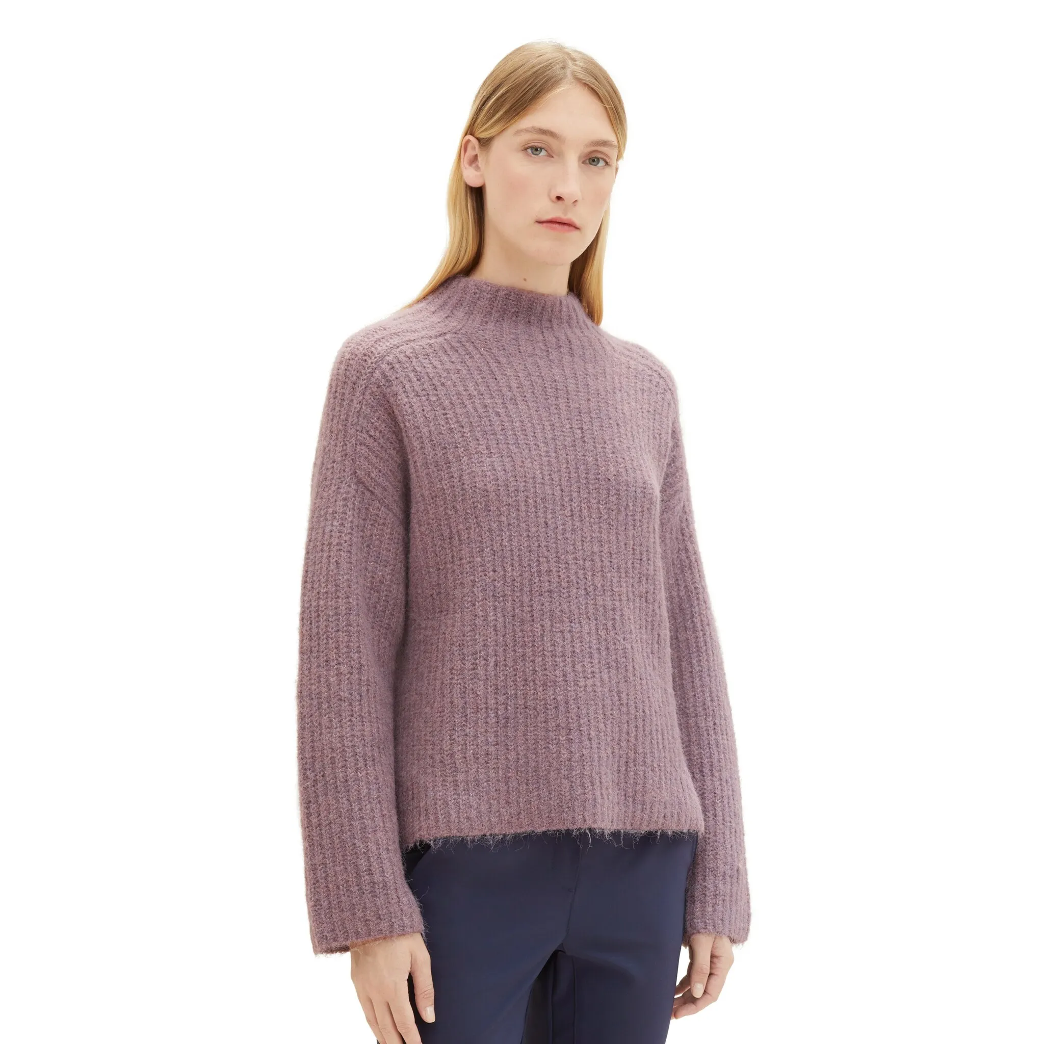 

Свитер с воротником стойкой TOM TAILOR в крапинку, цвет Dusty Lilac