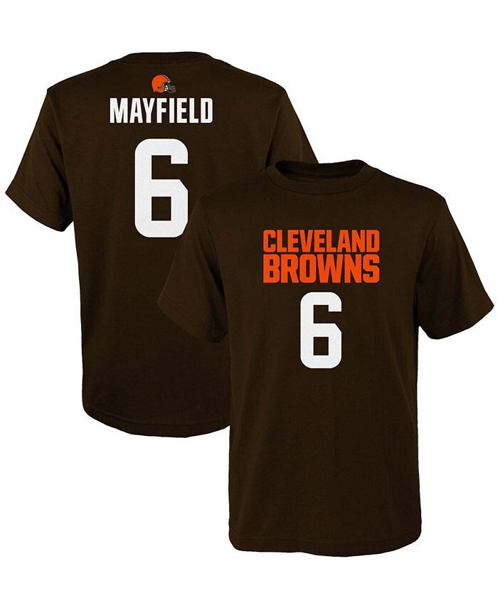 

Футболка Big Boys Baker Mayfield Brown Cleveland Browns Mainliner Имя игрока Номер Outerstuff, коричневый