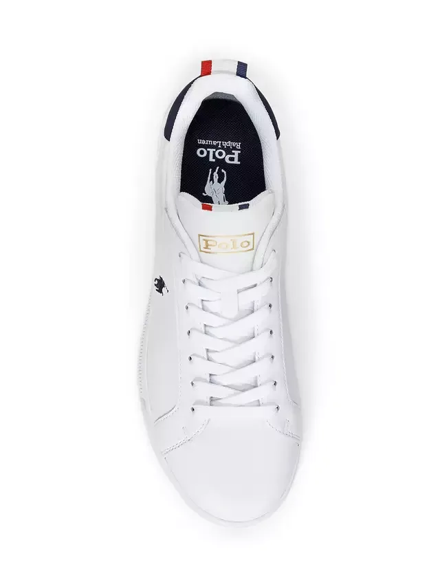 Кожаные кроссовки Polo Heritage Court II Ralph Lauren, White Navy — фото 4