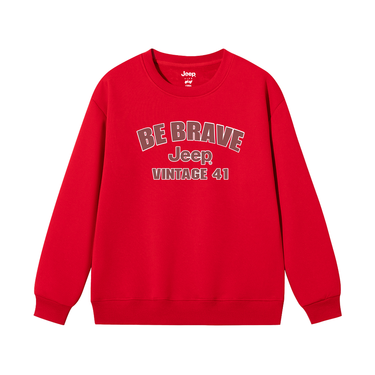 

Детская толстовка с круглым вырезом утолщенная Jeep, new year красный fleece-lined