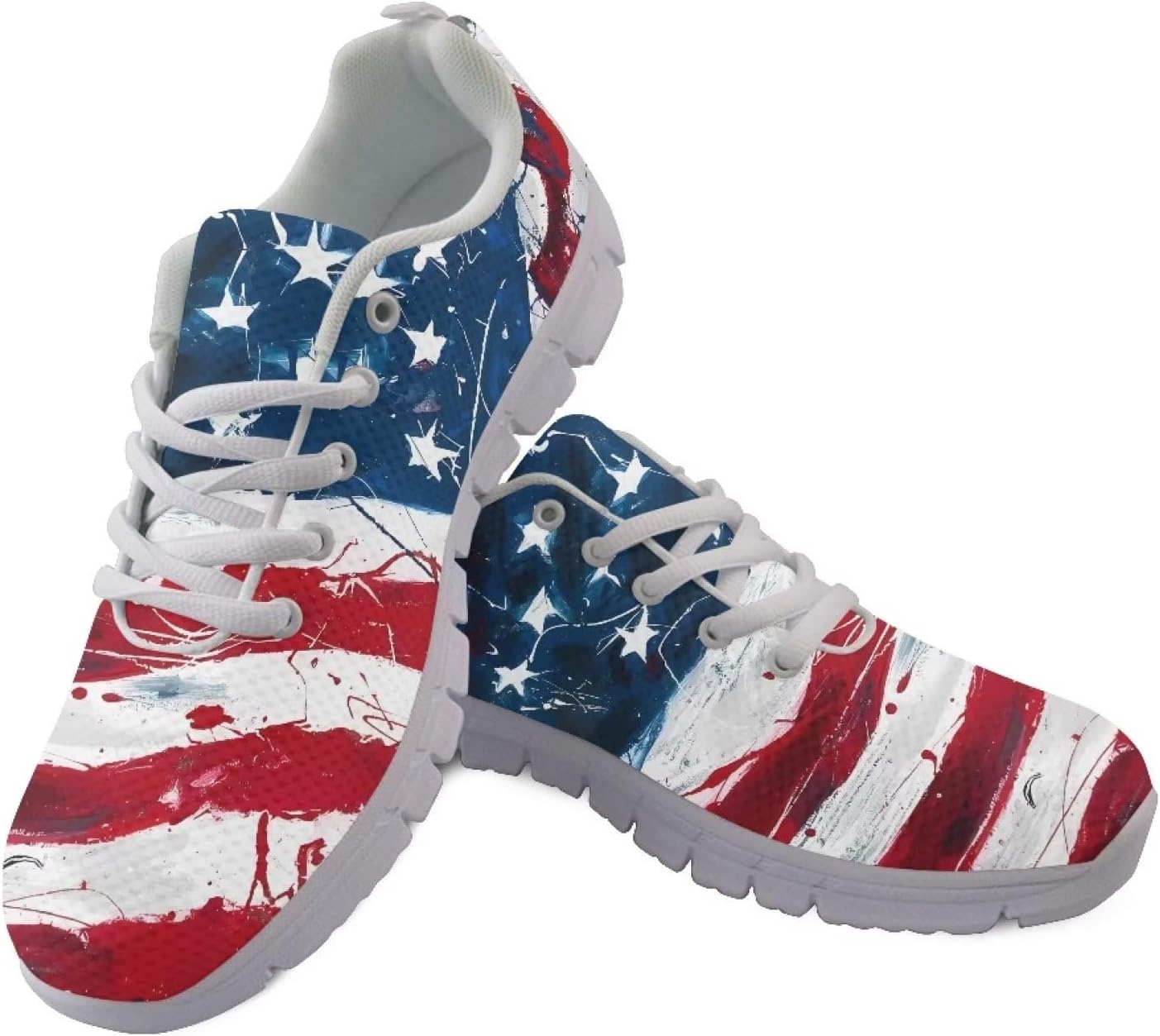 

Мужские кроссовки GIFTPUZZ с шнуровкой для занятий спортом, беговые, с высокой подошвой, дышащие, легкие, для тренажерного зала и тенниса, Cool American Flag