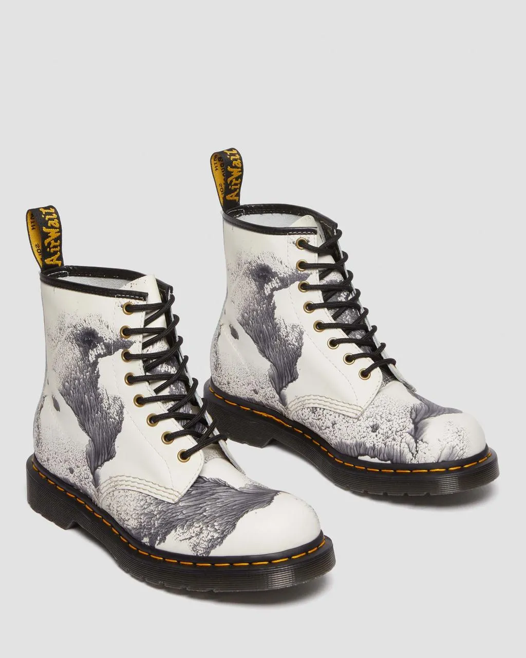 Ботинки кожаные Dr. Martens 1460 Tate Decalcomania, белый / серый — фото 3