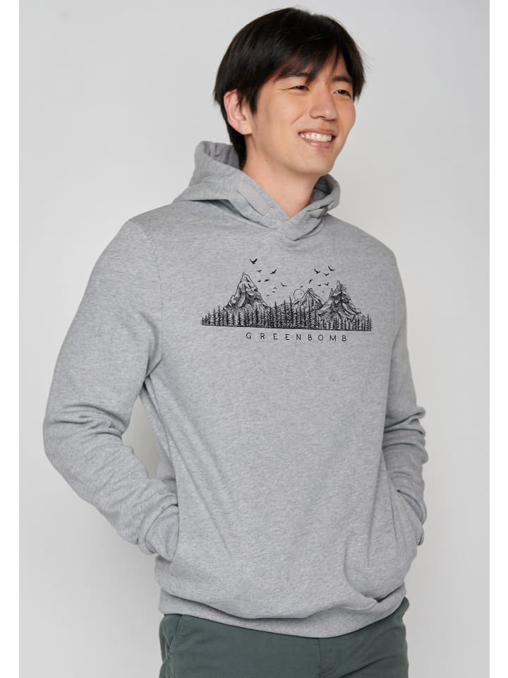 

Толстовка с капюшоном Nature Mountain Logo цвета Серый меланж GreenBomb