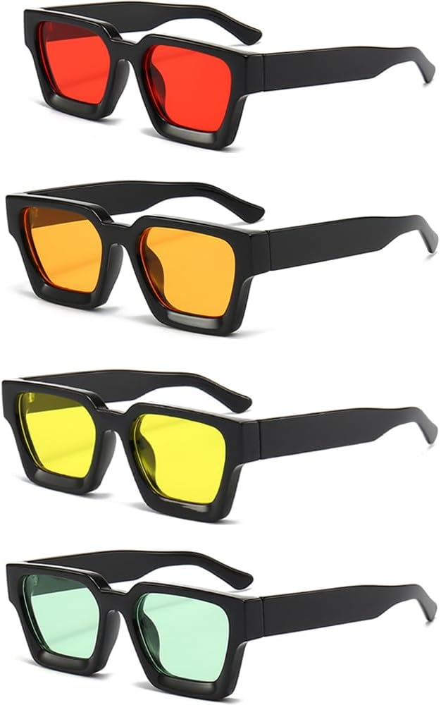 

Массивные солнцезащитные очки в толстой квадратной оправе для женщин и мужчин, в стиле ретро-винтаж, с защитой от УФ-излучения UV400 Generic, Red, Orange, Yellow, Light Green