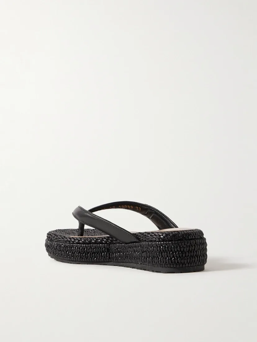 Вьетнамки на кожаной платформе Tahiti 40 Gianvito Rossi, черный — фото 3