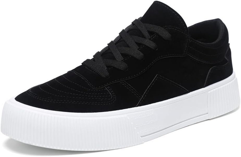 

Мужские замшевые кроссовки на платформе Tazimall, повседневные, с шнуровкой, низкие модные обувь для ежедневной носки, черный