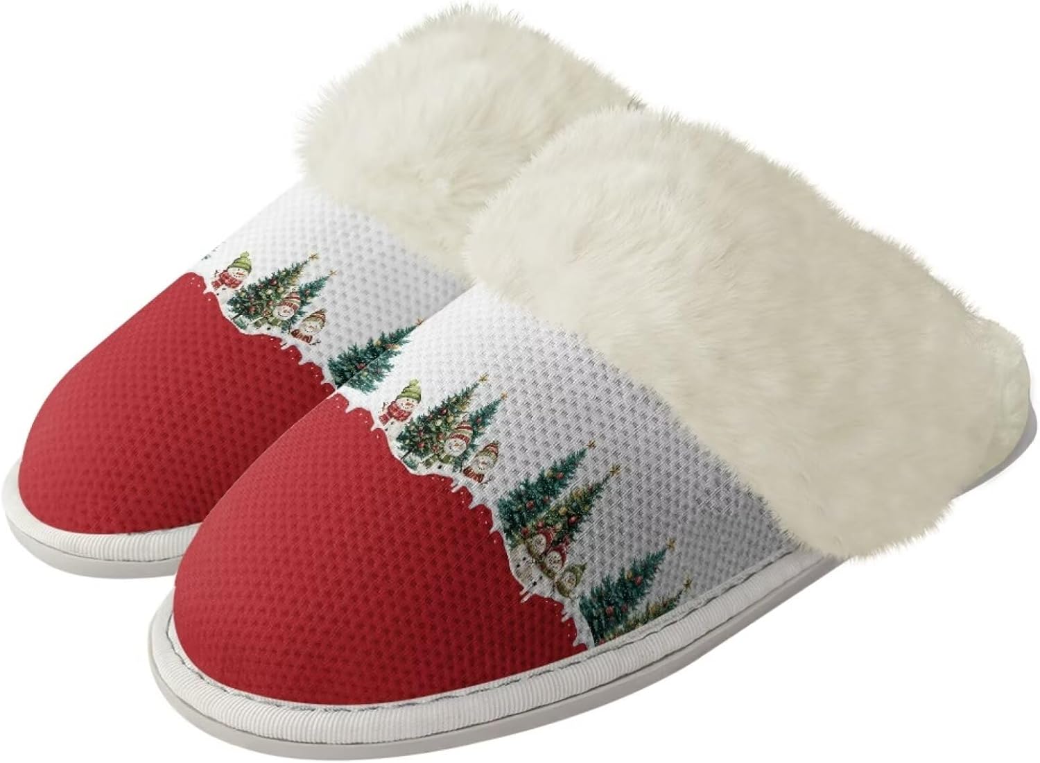 

Женские и мужские хлопковые тапочки, зимние мягкие пушистые тапочки, плюшевые тапочки, удобные теплые тапочки с меховой отделкой для дома Jiquruby, Cute Christmas Print