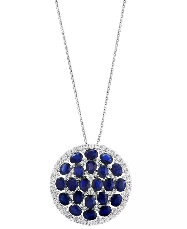 

Ожерелье с подвеской длиной 18 дюймов из 14-каратного белого золота с синими сапфирами Эффи (9 карат), белыми сапфирами (7/8 карат) и бриллиантами (1/5 карата) Effy Collection, sapphire