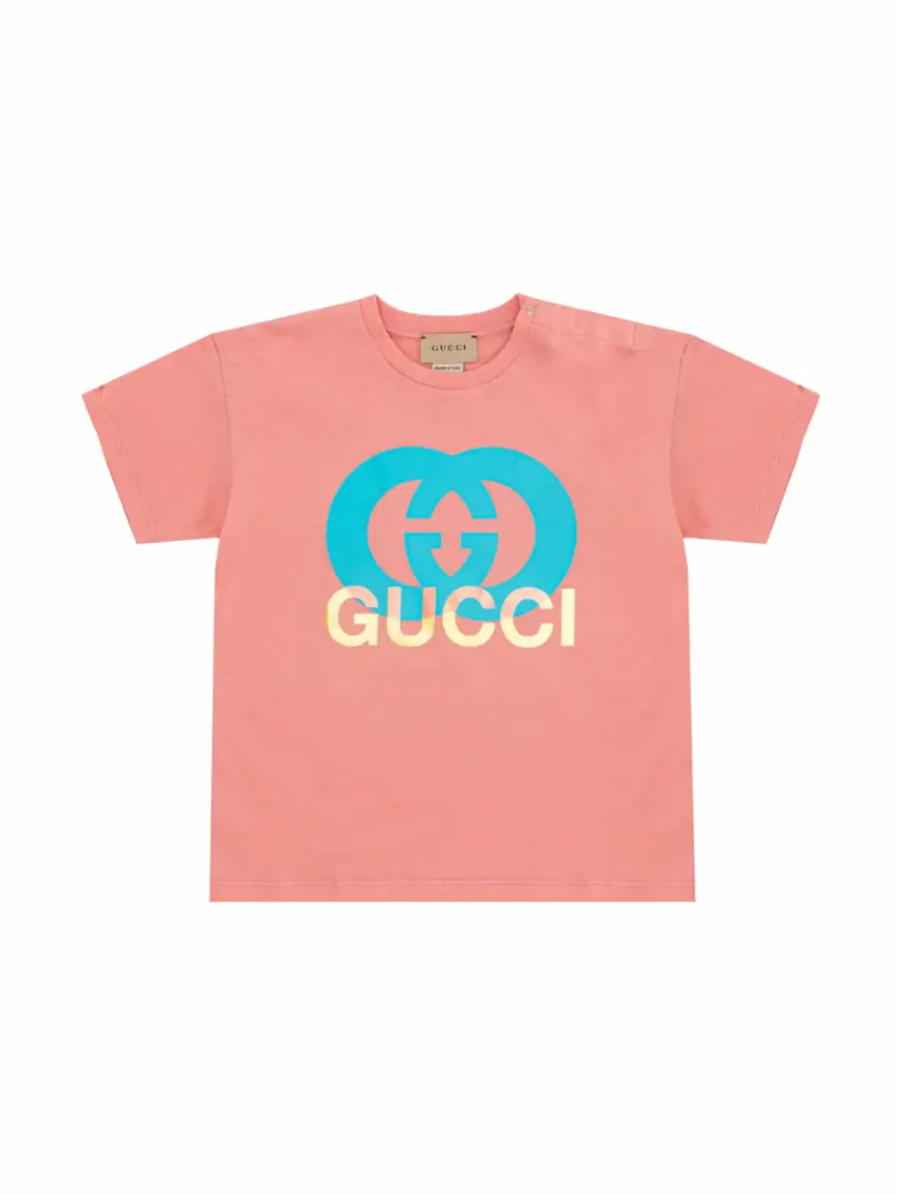 

Хлопковая футболка Interlocking G Gucci, розовый
