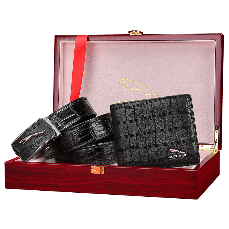 

JAGUAR Кожаный мужской ремень черный с кошельком в подарочной упаковке, Black-Belt+Wallet, Gift Box Set