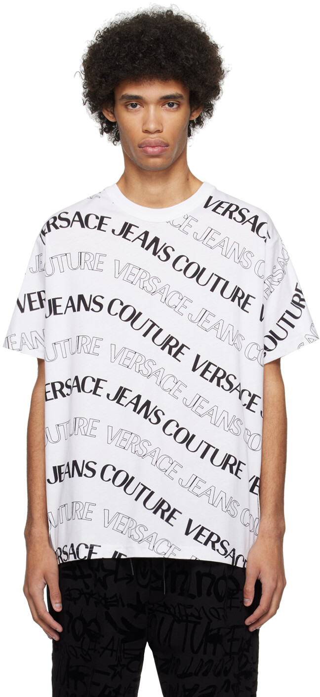 

Белая жаккардовая футболка Versace Jeans Couture