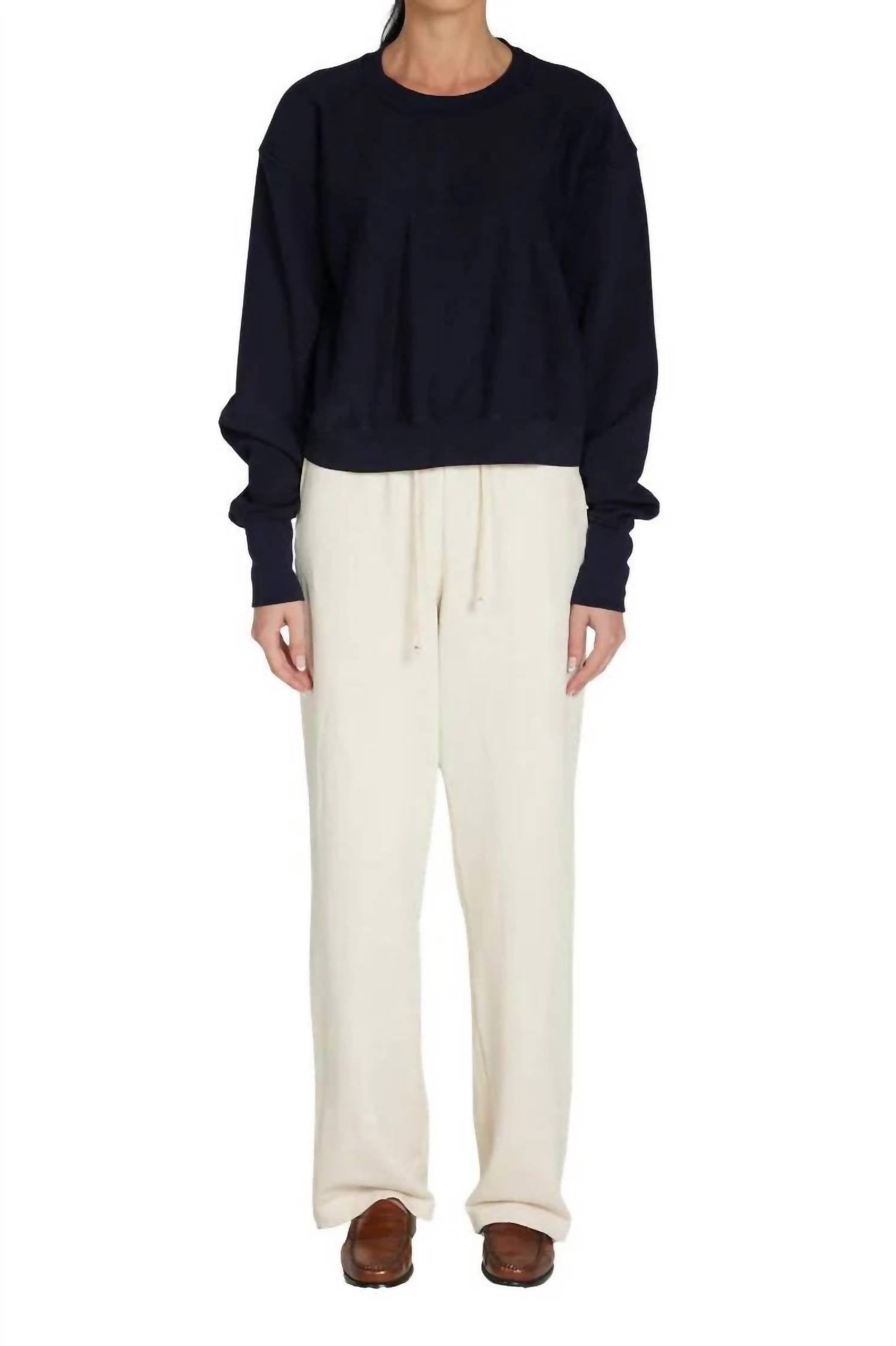 

LES TIEN Укороченная толстовка с круглым вырезом Ryder, темно-синяя