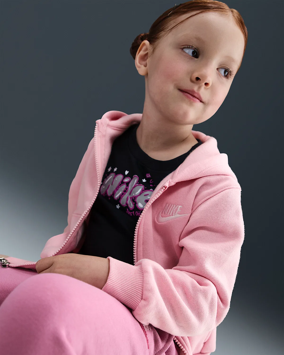 Детская флисовая кофта на молнии Nike Sportswear Club, Medium Soft Pink — фото 3