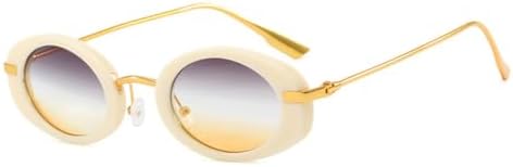 

Ретро-солнцезащитные очки маленького овального размера для женщин, модные панк-очки для мужчин, трендовые градиентные солнцезащитные очки UV400 MTZJH, Beige Gray Yellow