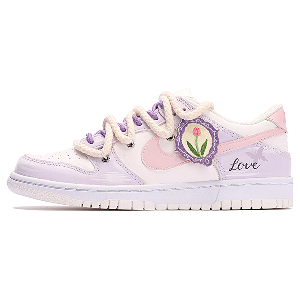 

Кроссовки Nike Dunk Skateboarding Shoes Women's Low-top Purple/white, сиреневый/фиолетовый/белый