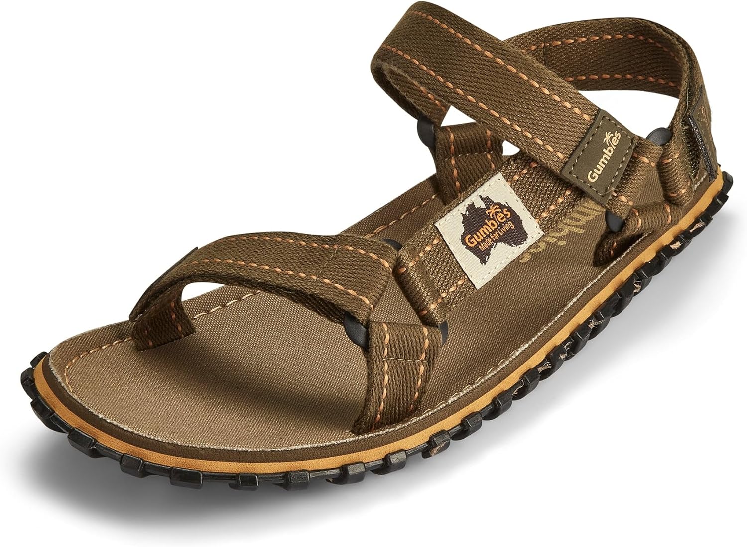 

Унисекс сандалии Gumbies Tracker с сверхмягкими хлопковыми регулируемыми ремешками, стелькой из хлопка и подошвой из переработанной резины- гарантированный комфорт, хаки