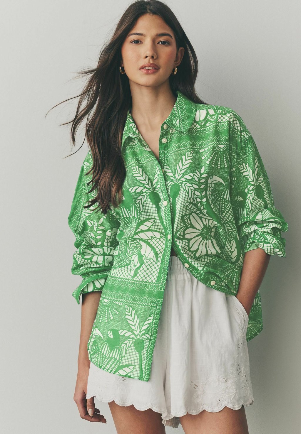 

Блузка на пуговицах LONG SLEEVE RELAXED LIGHTWEIGHT Next, зеленый