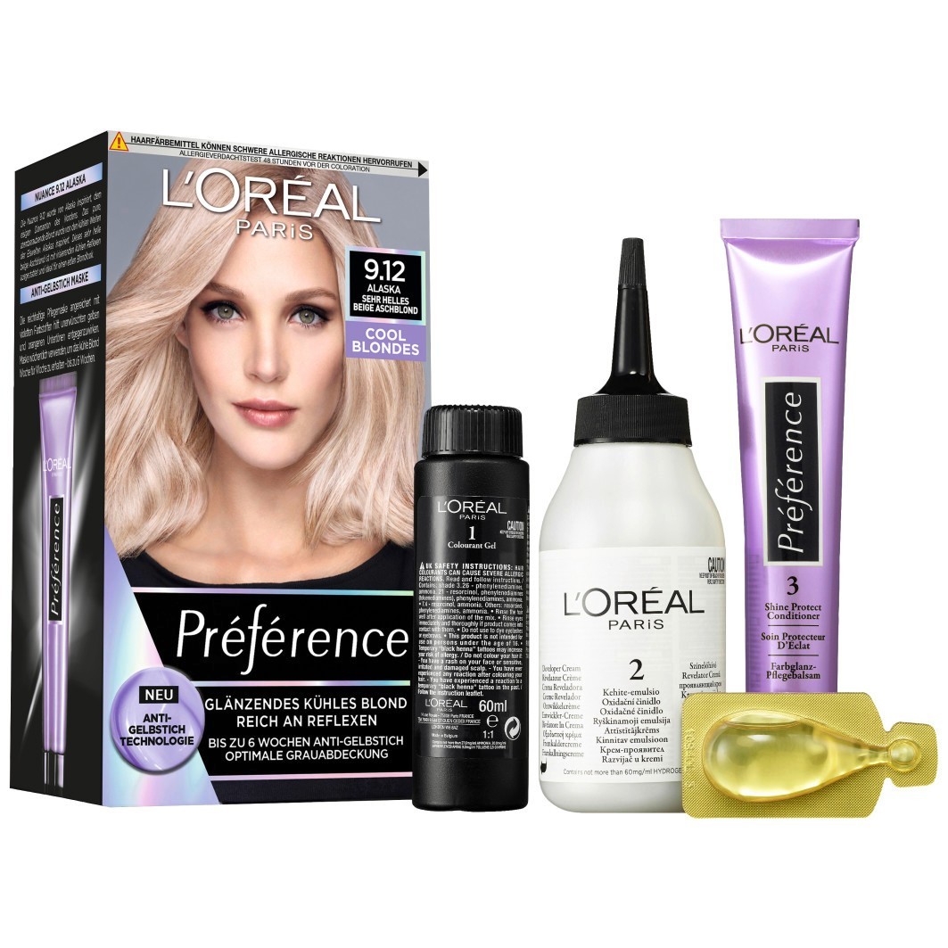 Краска для волос preference cool blondes Loreal Paris, 9.12 - sehr helles beige aschblond, количество 1 шт. — фото 3