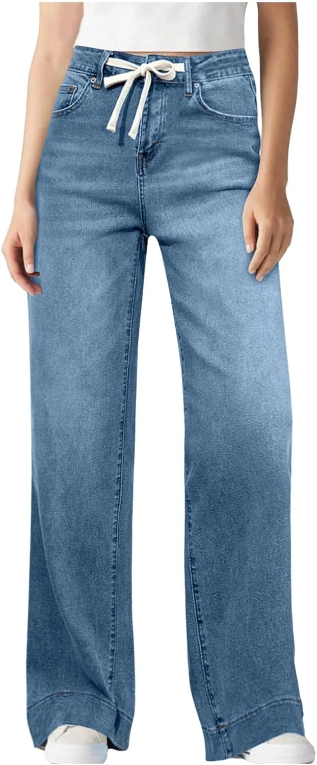 

Джинсы женские Wide Leg с высокой талией и шнурком