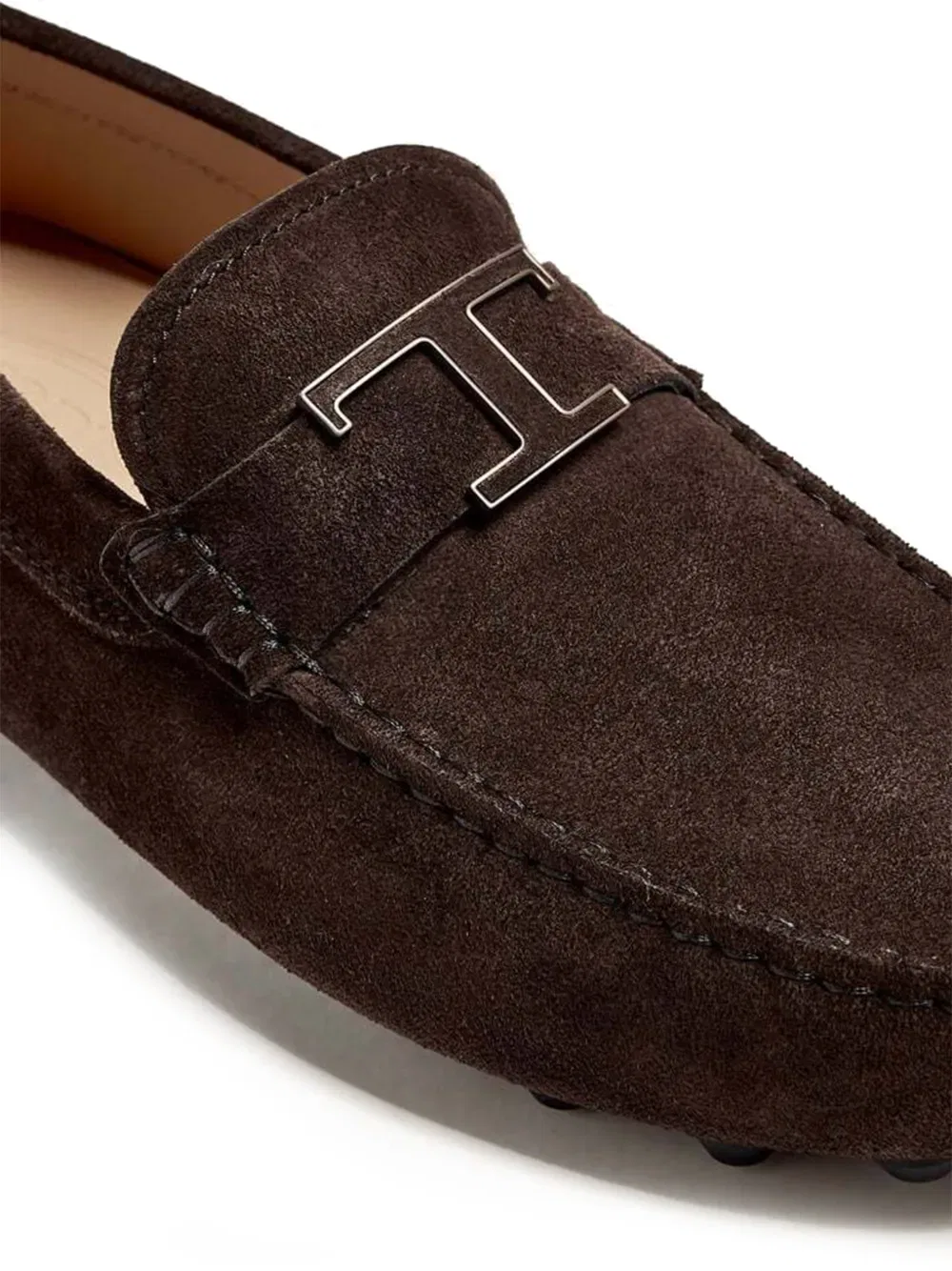 Замшевые лоферы с Т-образной пряжкой Tod'S, коричневый — фото 4