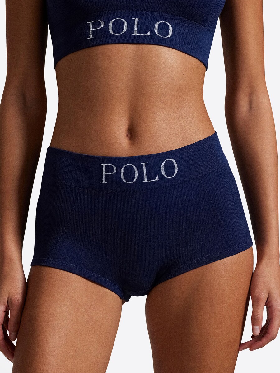 Короткий пижамный комплект Polo Ralph Lauren Ribbed Seamless, темно-синий — фото 4