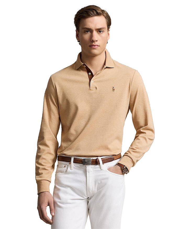 

Классическая рубашка-поло из мягкого хлопка с длинным рукавом Polo Ralph Lauren, коричневый/бежевый