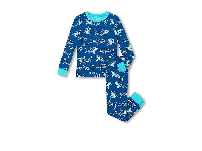 Пижама хлопковая с акулами Hatley Kids, French Blue