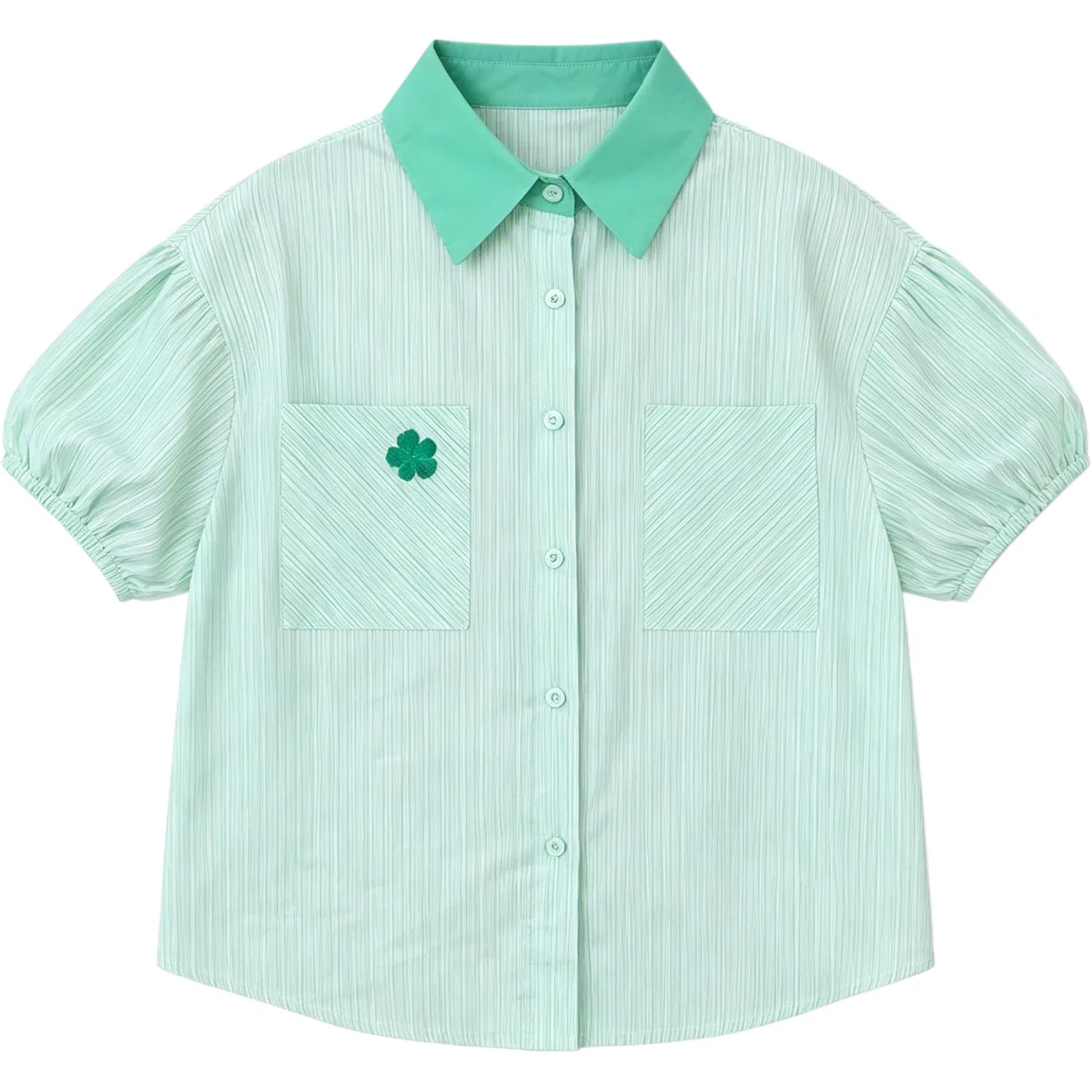 Детская рубашка с полосками Disney Kids Shirts Lapel Thin Non Stretch зеленая