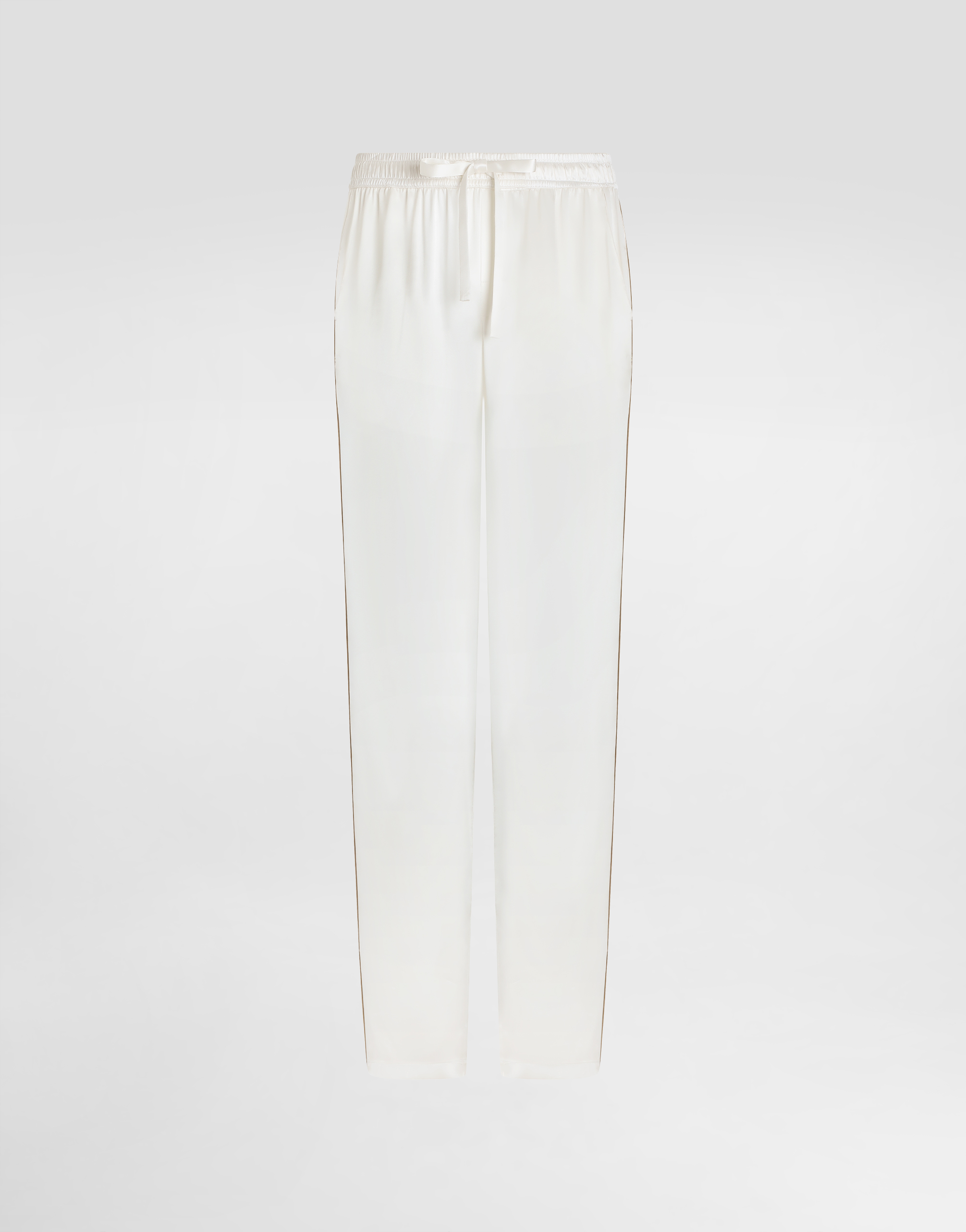 

Шелковые пижамные брюки с вышивкой логотипа Dolce & Gabbana, белый