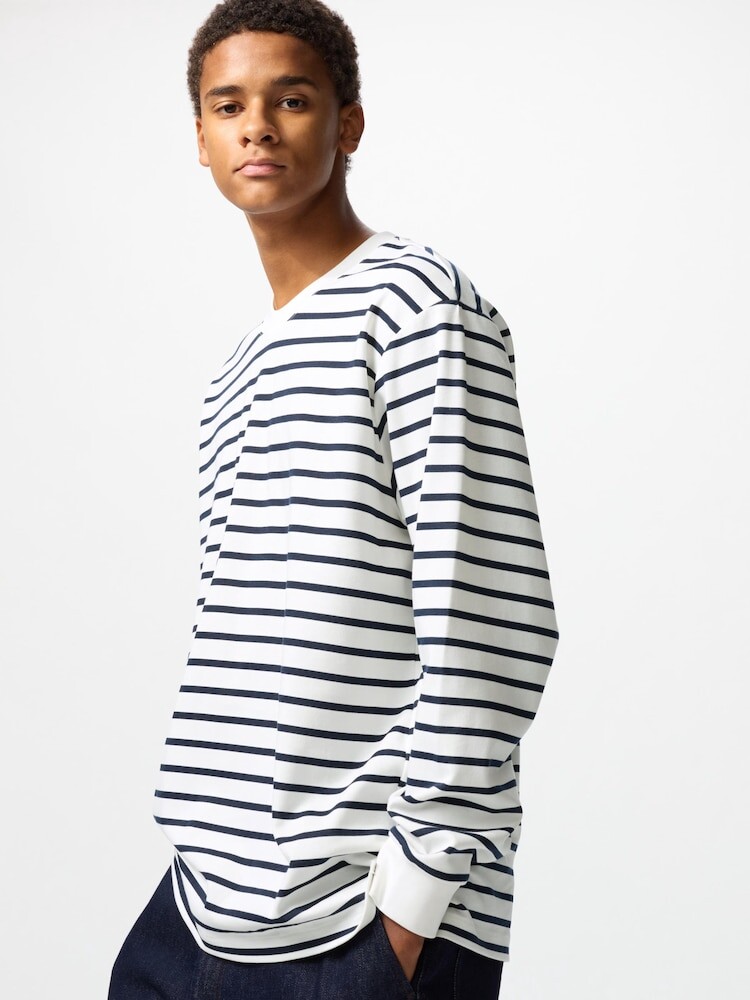 

Хлопковая футболка в полоску airism Uniqlo, белый