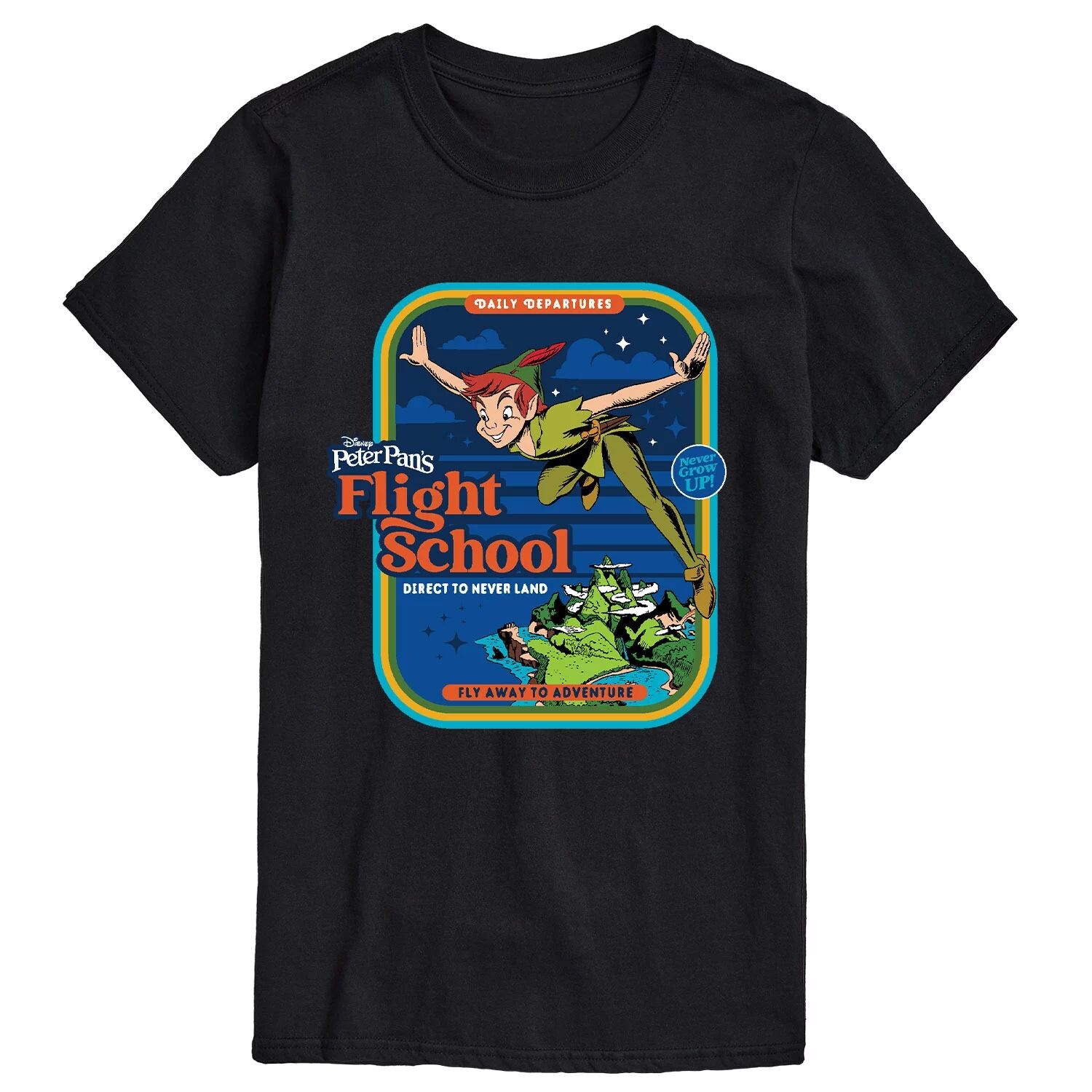 

Футболка с рисунком Питера Пэна Big & Tall Flight School от Disney License, черный