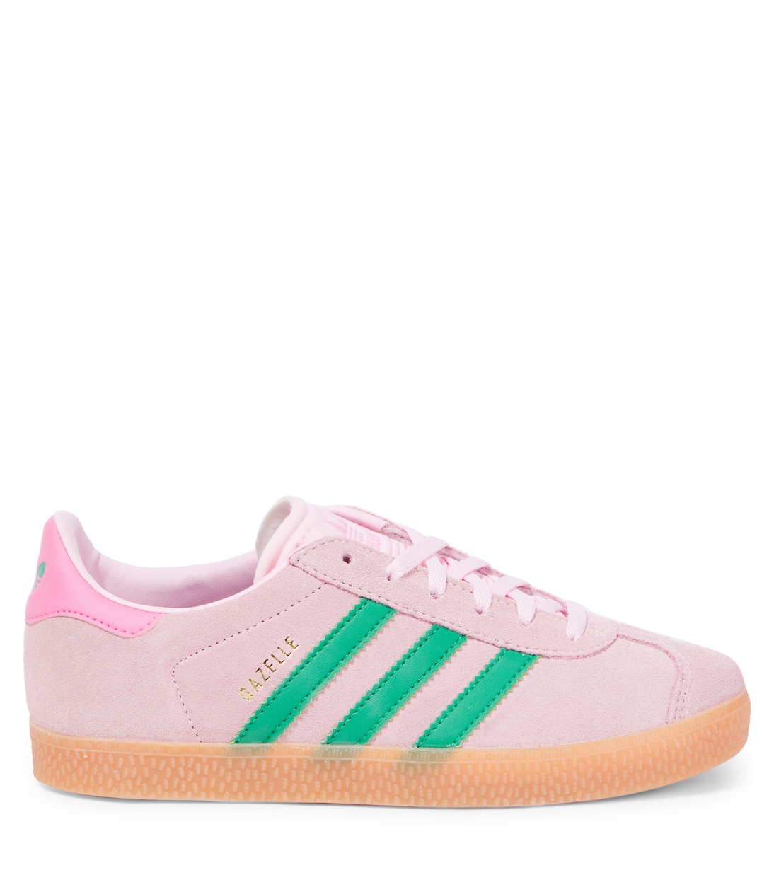 Кроссовки из замши с отделкой из кожи Gazelle Adidas Originals Kids, Court Green/Bliss Pink — фото 4