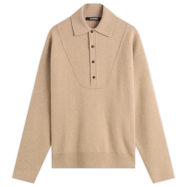 

Трикотажное поло из шерсти и кашемира Jacquemus, бежевый