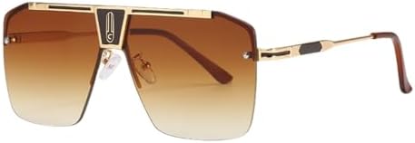 

Солнцезащитные очки с градиентным рисунком 2027 года, квадратные, для мужчин и женщин, винтажные, увеличенного размера, без оправы, защита от ультрафиолета UV400 MTZJH, Gold Tea