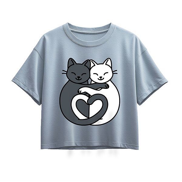 

Футболка Boxy с кошками и сердечками для девочек 7-16 Licensed Character, Chambray Blue