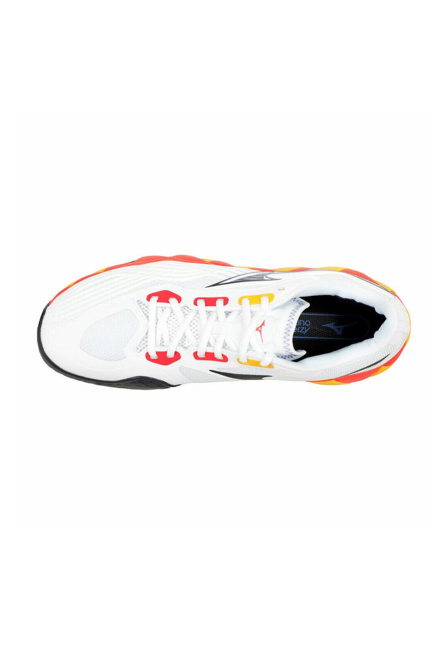 Кроссовки Mizuno Clay court tennis shoes, White Baritone Blue Fiery Coral/White — фото 2