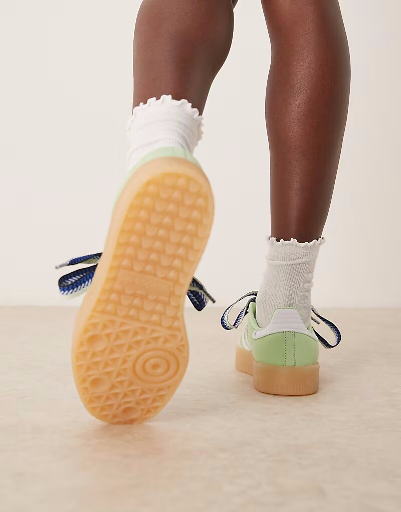 Кроссовки Adidas Originals Sambae светло-зеленого и белого цвета — фото 4