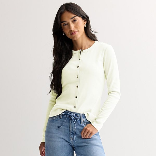 

Женская рубашка с длинным рукавом на пуговицах Sonoma Goods For Life, Ivory Silk