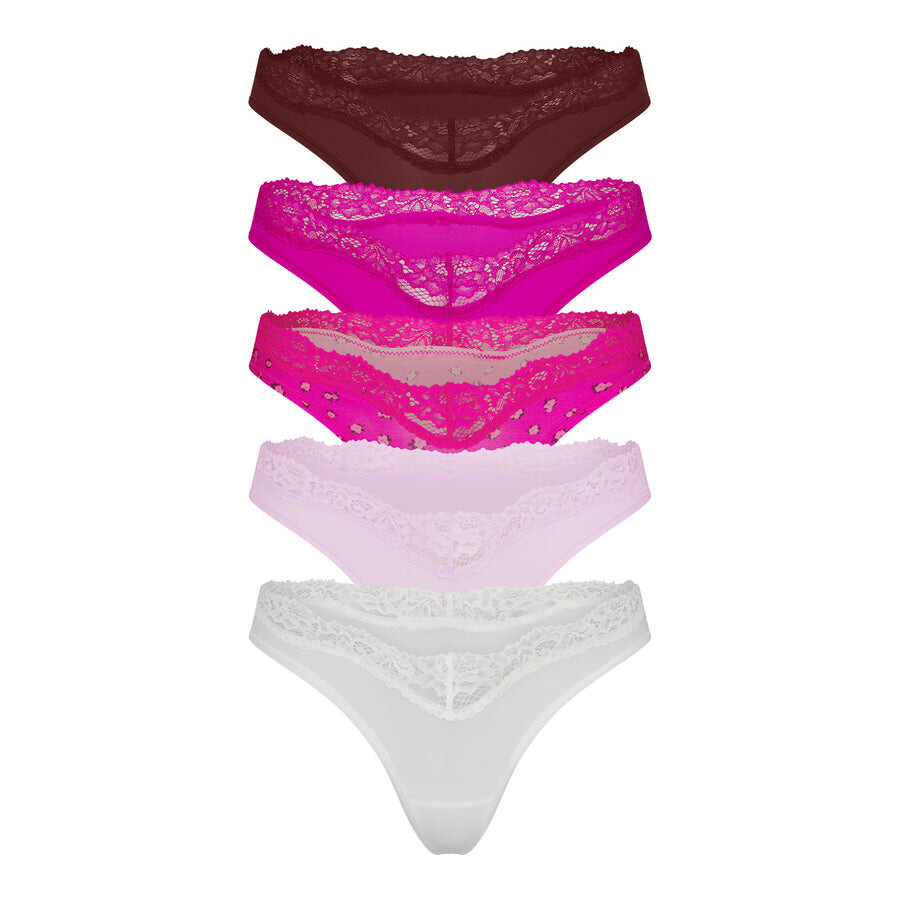 

Стринги, 5 шт SKIMS Fits Everybody Lace, цвет Fuchsia Multi