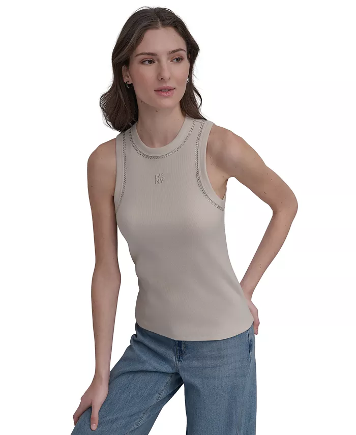 

Женская майка-борцовка с заклепками DKNY Jeans, коричневый/бежевый