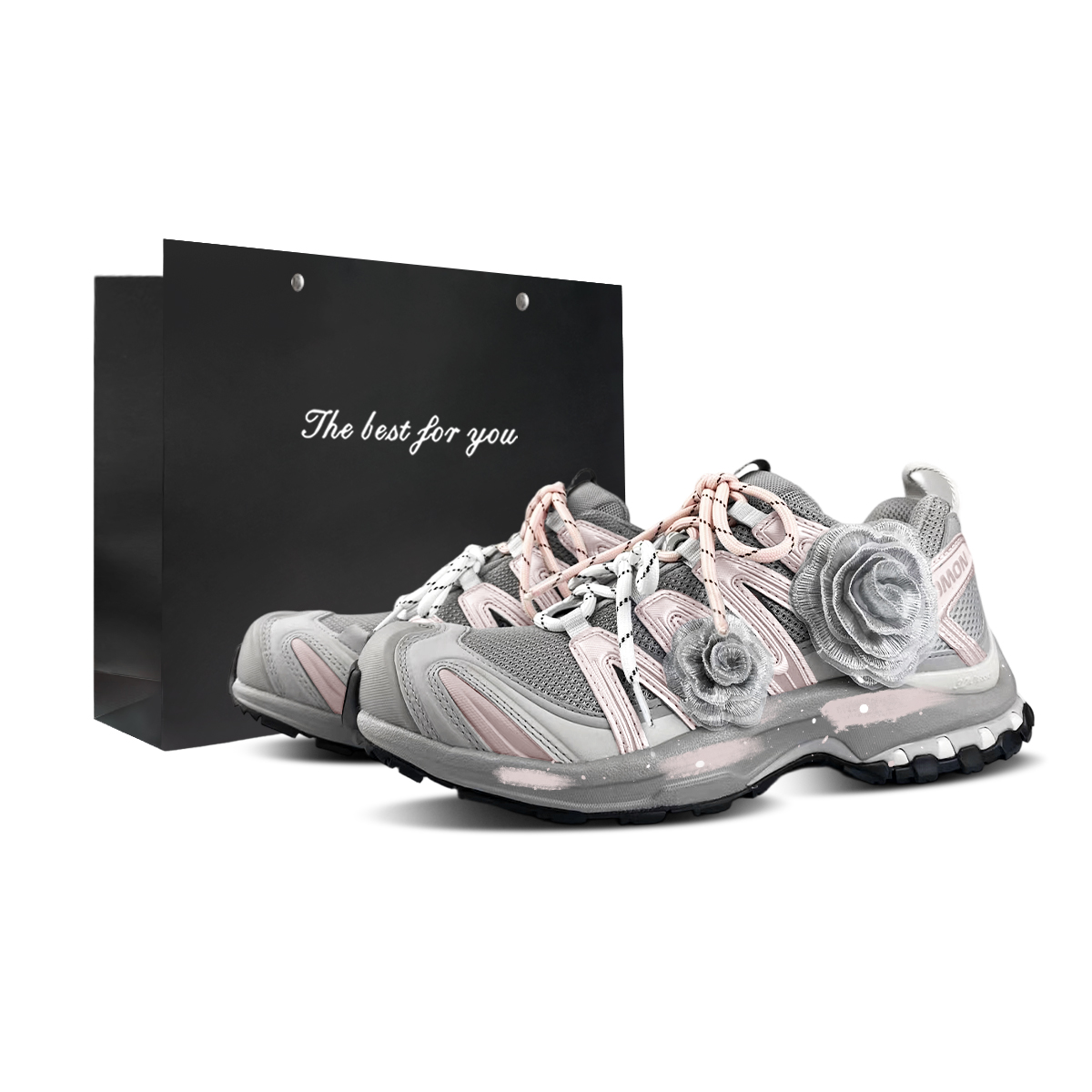 

XA PRO 3D Cushioning Support Low top кроссовки для бега Unisex SALOMON, розовый серебряный-shopping bag