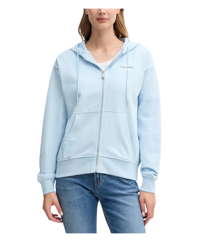 

Толстовка на молнии из французского махрового трикотажа с монологом Calvin Klein Jeans, синий