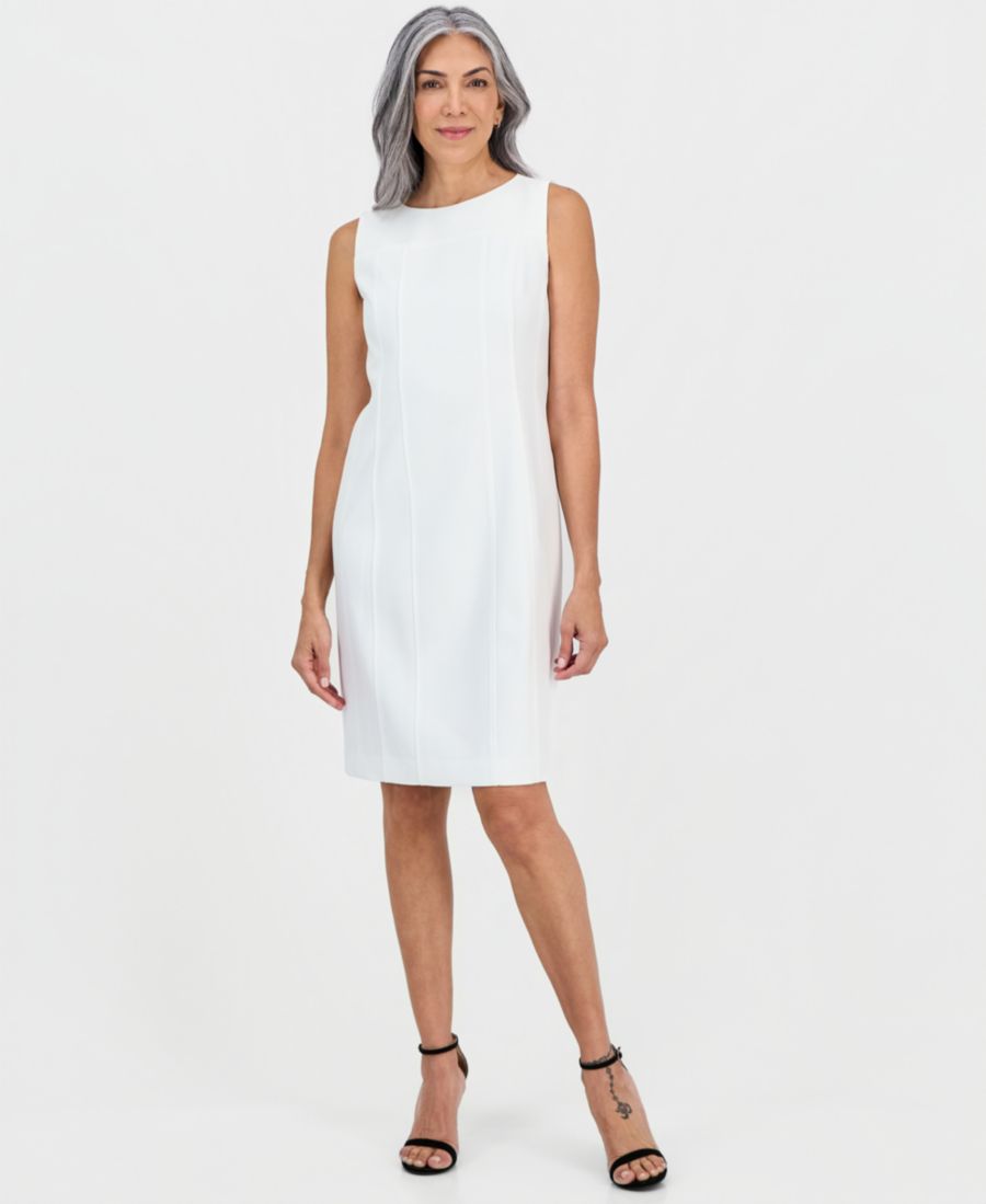 

Женское платье-футляр из крепа без рукавов с круглым вырезом Kasper, Vanilla Ice