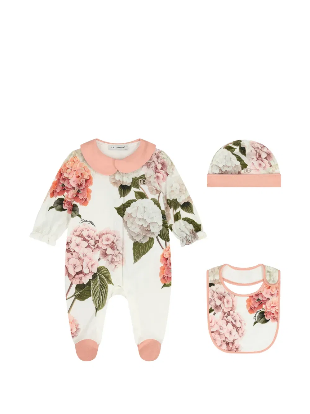 Комплект детского комбинезона с цветочным принтом Dolce & Gabbana Kids, белый