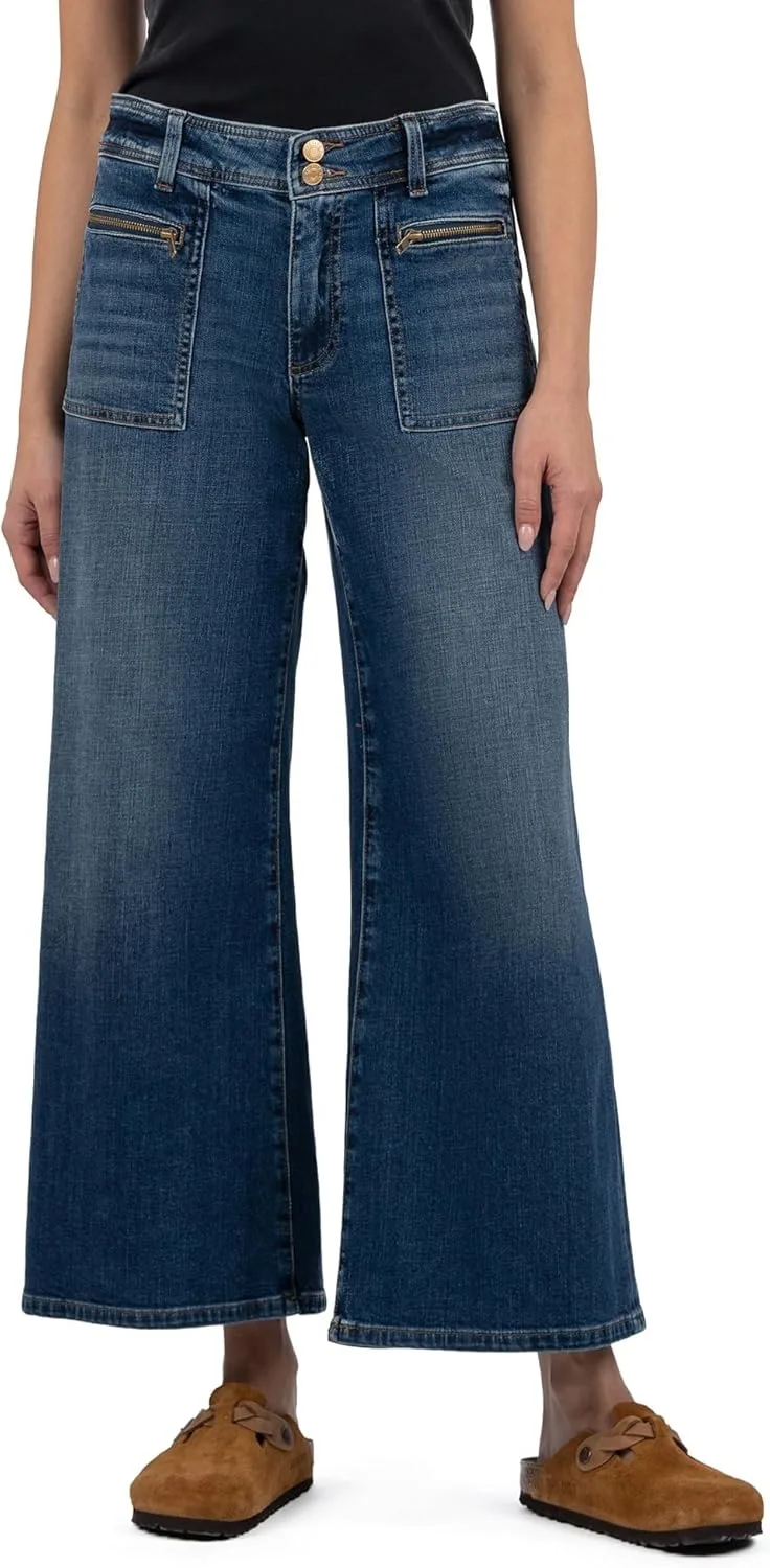 

KUT from The Kloth Женские джинсы Meg High-Rise с широким поясом и накладными карманами