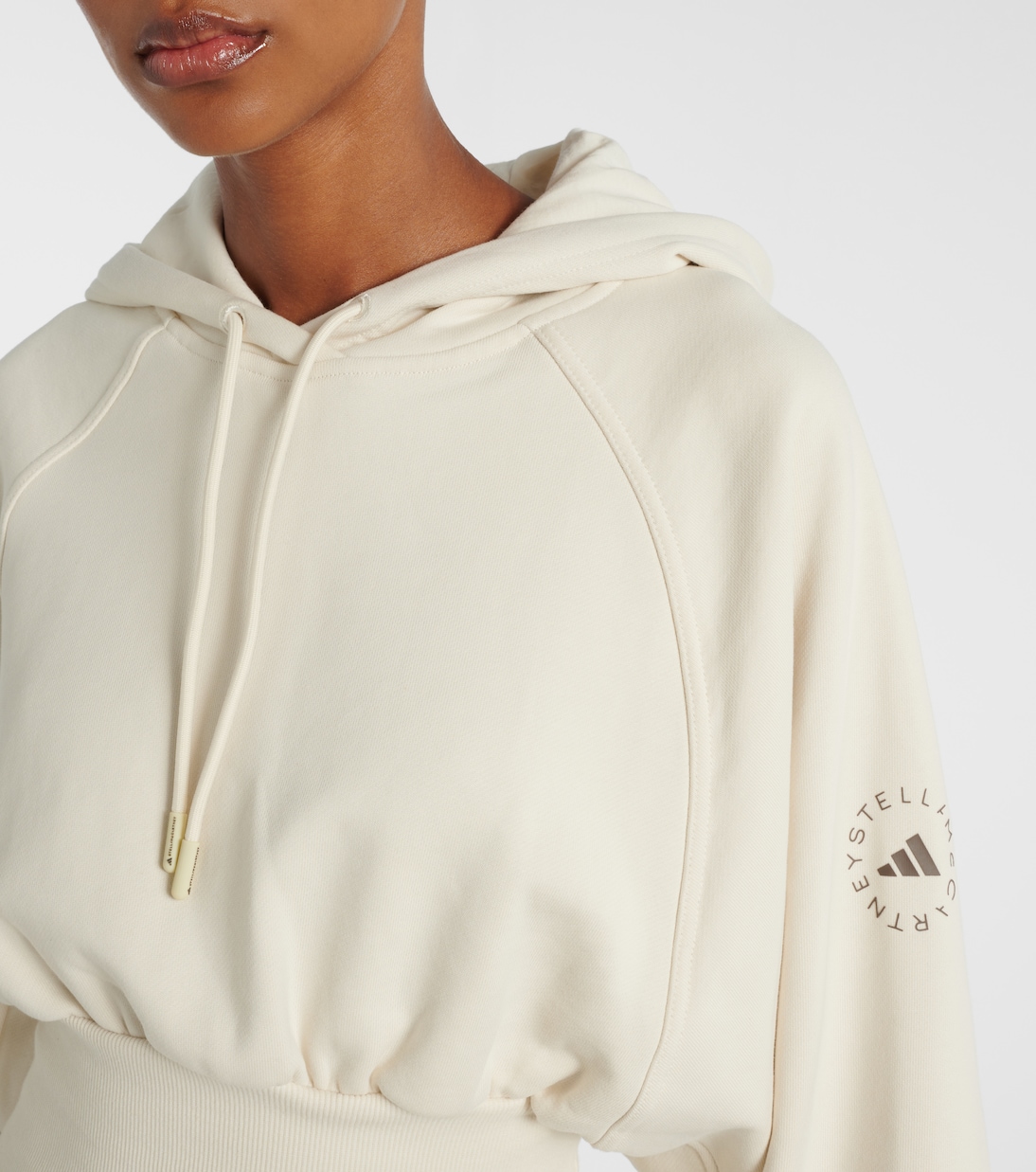 Укороченная толстовка из хлопкового трикотажа French Terry Adidas by Stella McCartney, Almond Milk-Smc — фото 4