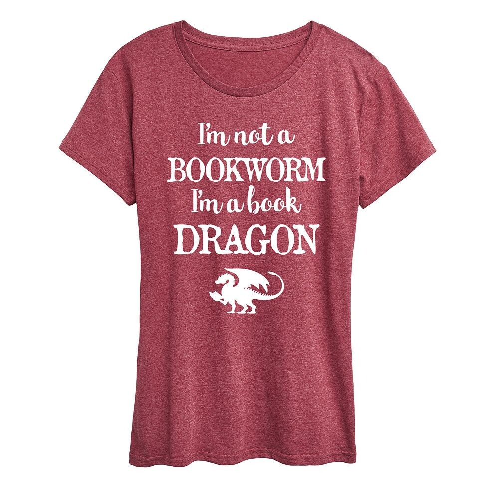 

Женская футболка с рисунком I’m A Book Dragon Licensed Character, цвет Heather Red