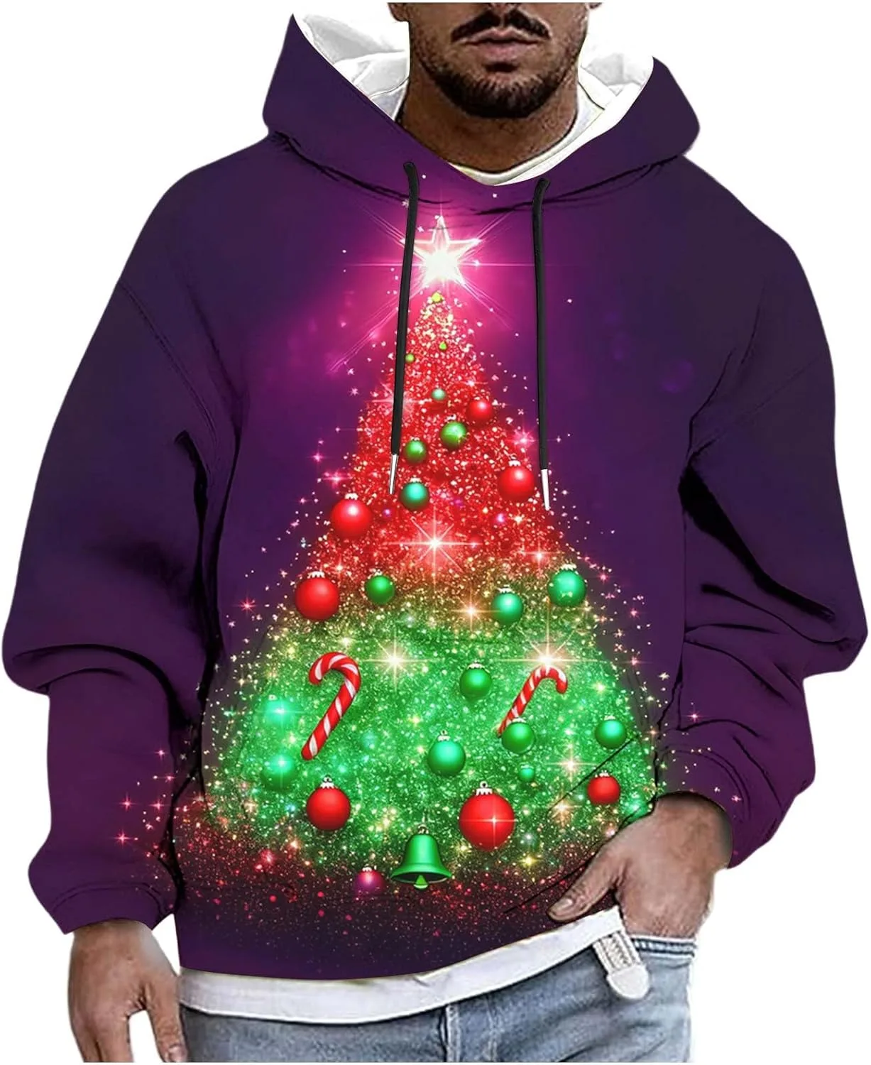 

Мужской оверсайз худи с новогодним принтом Santa Claus