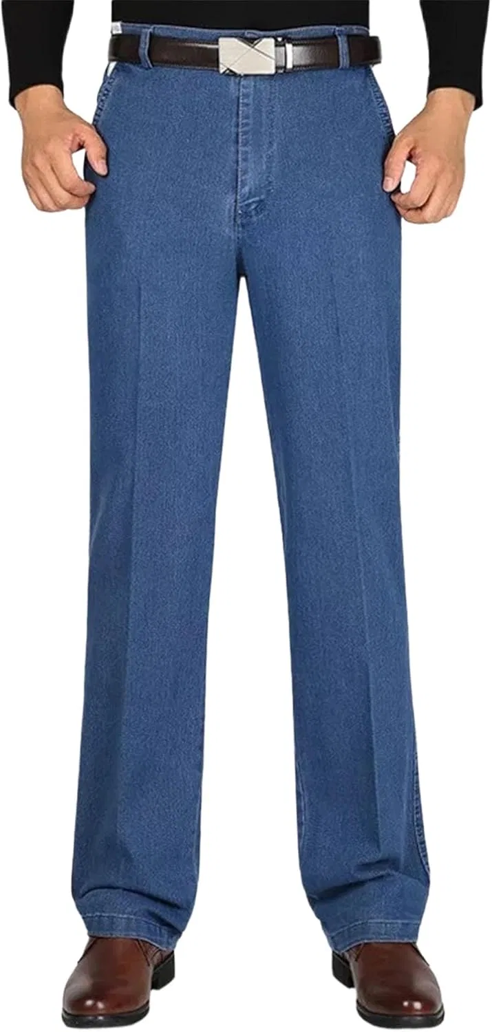 Джинсы свободные Mens Baggy Elastic Waist Jeans, Light Blue Heavy