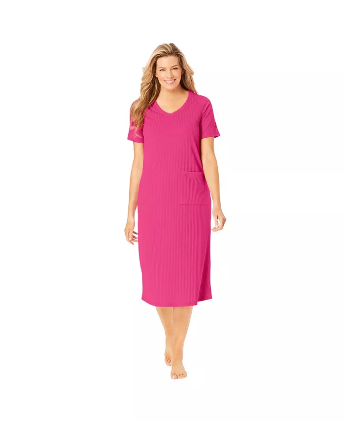 

Рубашка для сна Plus Size Only Necessities в рубчик Only Neccessities, розовый